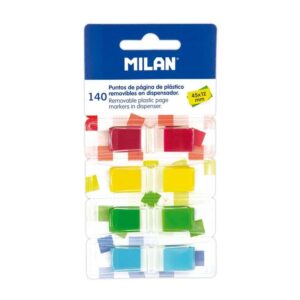 milan bloc de 140 puntos de pagina de colores transparentes plastico removibles medidas 45mm x 12mm colores surtidos