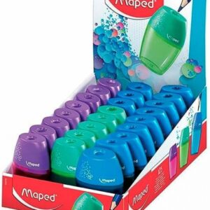 maped shaker sacapuntas de 1 orificio con deposito de gran capacidad forma ergonomica colores surtidos