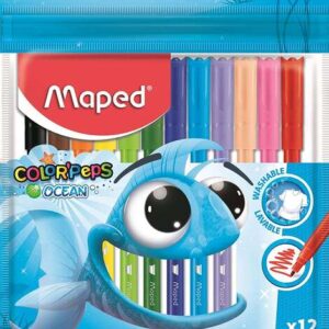 maped rotuladores color´peps ocean punta media bloqueada 2 mm. ojival, suave y flexible colores brillantes y vivos tinta lavable blister de 12 uds.