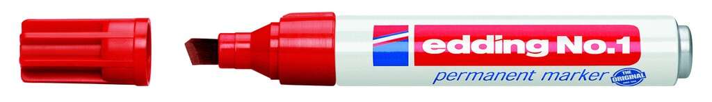 edding nº1 rotulador permanente punta biselada trazo entre 1 y 5 mm. recargable secado instantaneo color rojo
