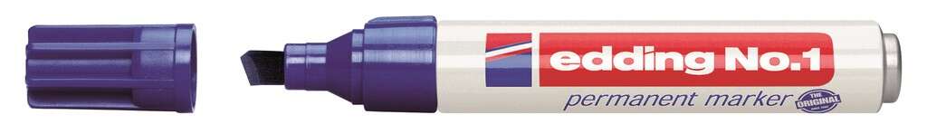 edding nº1 rotulador permanente punta biselada trazo entre 1 y 5 mm. recargable secado instantaneo color azul