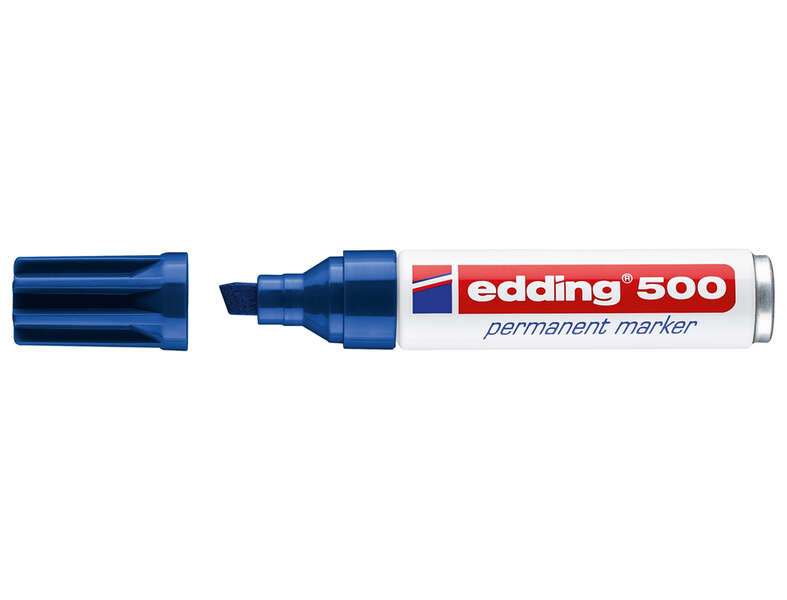 edding 500 rotulador permanente punta biselada trazo entre 2 y 7 mm. recargable secado instantaneo color azul
