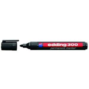 edding 300 rotulador permanente punta redonda trazo entre 1.5 y 3 mm. tinta casi inodora capuchon con clip secado rapido color negro