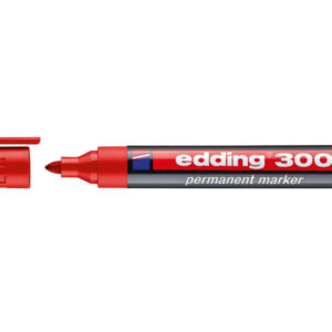 edding 300 rotulador permanente punta redonda trazo entre 1.5 y 3 mm. tinta casi inodora capuchon con clip secado rapido color rojo