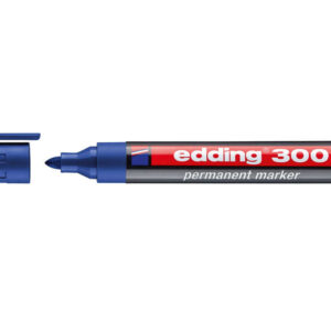 edding 300 rotulador permanente punta redonda trazo entre 1.5 y 3 mm. tinta casi inodora capuchon con clip secado rapido color azul