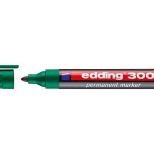 edding 300 rotulador permanente punta redonda trazo entre 1.5 y 3 mm. tinta casi inodora capuchon con clip secado rapido color verde