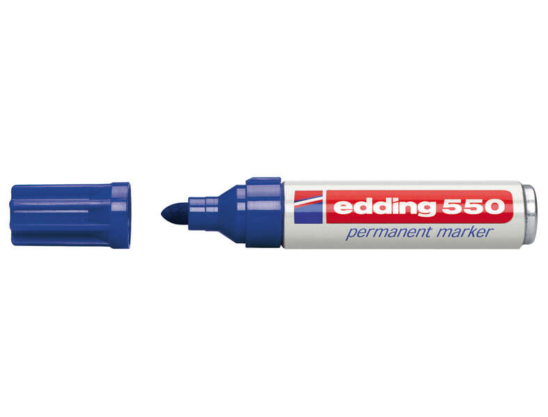 edding 550 rotulador permanente punta redonda trazo entre 3 y 4 mm. recargable secado rapido color azul