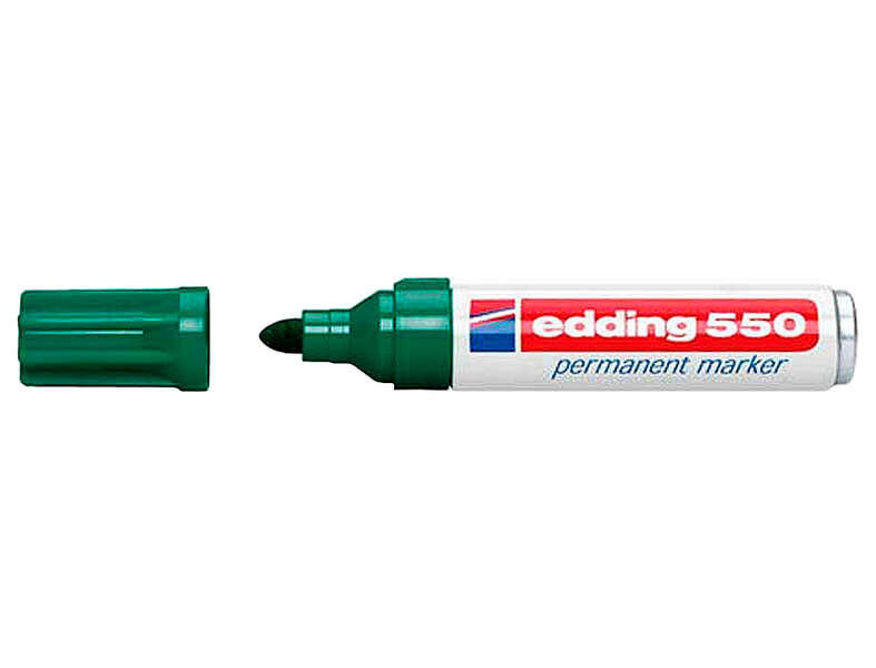 edding 550 rotulador permanente punta redonda trazo entre 3 y 4 mm. recargable secado rapido color verde
