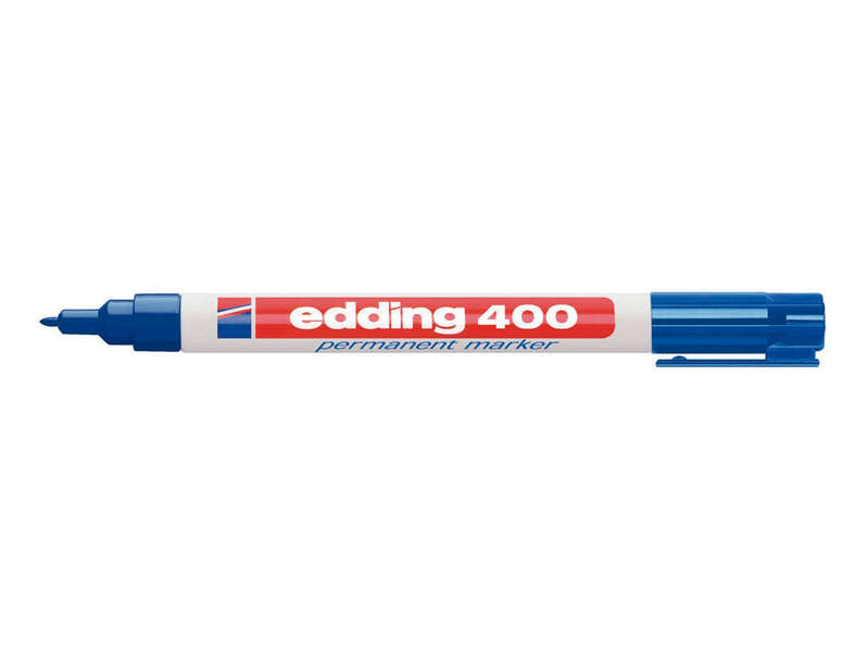 edding 400 rotulador permanente punta redonda trazo 1 mm. recargable secado rapido color azul