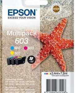 epson 603 pack de 3 cartuchos de tinta originales cyan, magenta, amarillo c13t03u54010