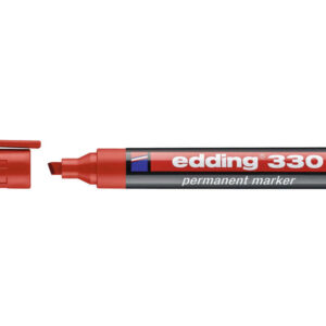 edding 330 rotulador permanente punta biselada trazo entre 1 y 5 mm. tinta casi inodora capuchon con clip secado rapido color rojo
