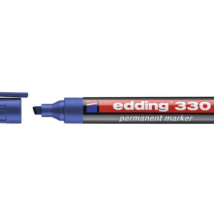 edding 330 rotulador permanente punta biselada trazo entre 1 y 5 mm. tinta casi inodora capuchon con clip secado rapido color azul
