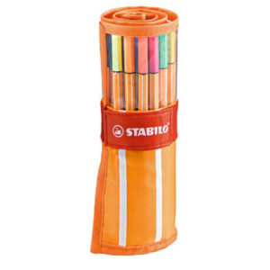 stabilo point 88 pack de 30 rotulador de punta fina de fibra trazo de 0.4mm. tinta con base de agua apto para reglas y plantillas colores surtidos