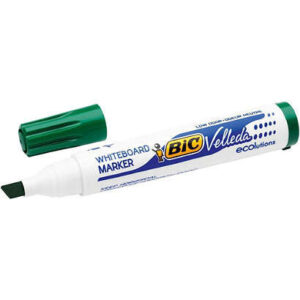 bic velleda 1751 ecolutions marcadores para pizarra punta biselada trazo entre 3mm y 5.5mm tinta con base de alcohol ecologico borrado optimo color verde