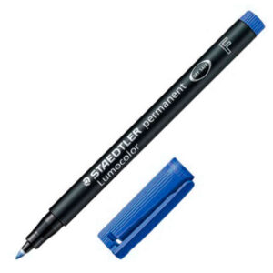 staedtler lumocolor 318 rotulador permanente punta fina redonda trazo 0.6mm capuchon con clip secado rapido color azul
