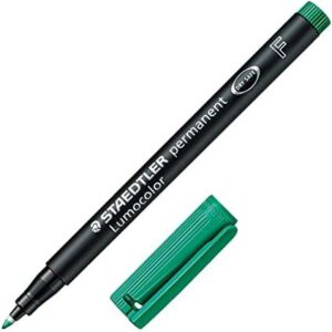 staedtler lumocolor 318 rotulador permanente punta fina redonda trazo 0.6mm capuchon con clip secado rapido color verde
