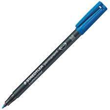 staedtler lumocolor 317 rotulador permanente punta media redonda trazo 1mm aprox capuchon con clip secado rapido color azul