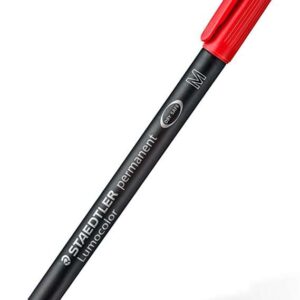 staedtler lumocolor 317 rotulador permanente punta media redonda trazo 1mm aprox capuchon con clip secado rapido color rojo