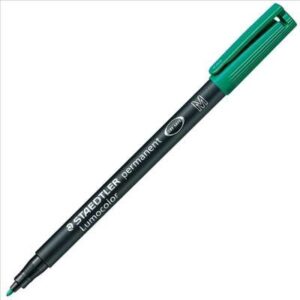 staedtler lumocolor 317 rotulador permanente punta media redonda trazo 1mm aprox capuchon con clip secado rapido color verde