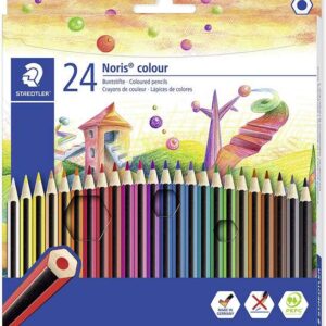 staedtler noris colour 185 pack de 24 lapices hexagonales de colores fabricados en wopex muy resistentes madera de fuentes sostenibles colores surtidos
