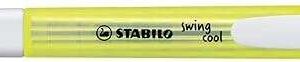stabilo swing cool marcador fluorescente cuerpo plano punta biselada trazo entre 1 y 4mm tinta con base de agua antisecado color amarillo fluorescente