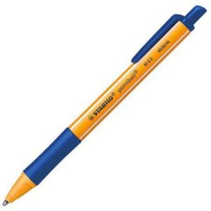 stabilo pointball boligrafo retractil punta de 1mm tinta con base de aceite recargable 79% plastico reciclado grip antideslizante color azul