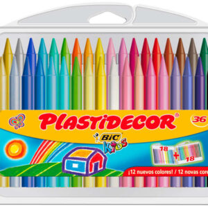 bic kids plastidecor caja de 36 lapices de cera extraresistentes facil de sacar punta no mancha