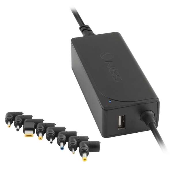 ngs cargador universal automatico para portatil 45w 8 adaptadores 1x usb indicadores led