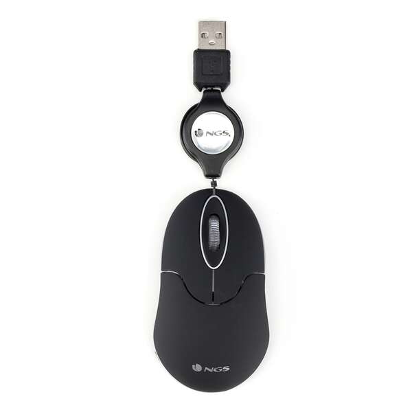 ngs sin raton usb 1000dpi cable retractil 3 botones uso ambidiestro color negro