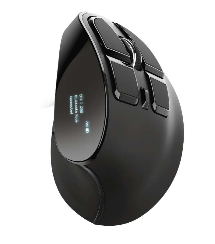 trust voxx raton ergonomico inalambrico recargable 2400dpi 8 botones pantalla led uso diestro color negro