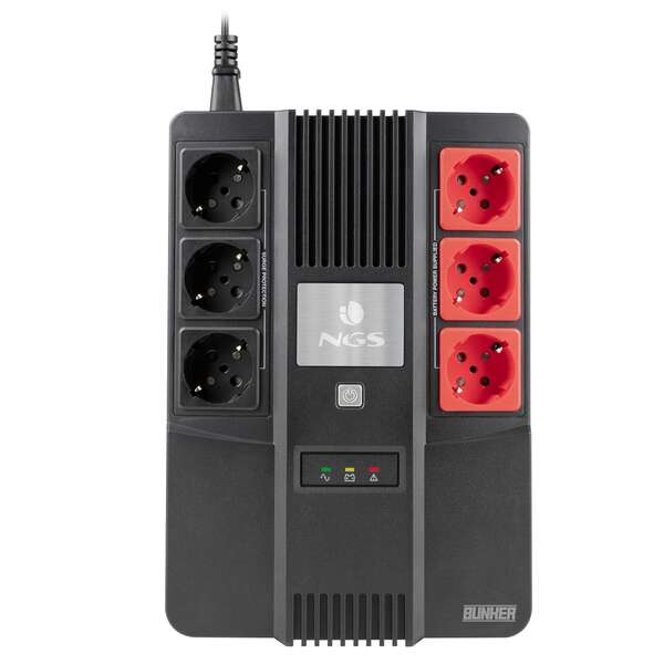 ngs fortress bunker sai 600va ups 360w bateria incorporada 12v/7 tecnologia off line funcion avr 6x schukos proteccion sobrecargas y cortocircuitos