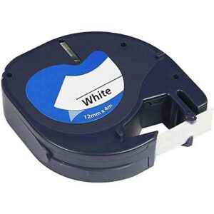 dymo letratag s0721510 cinta de etiquetas generica para rotuladora texto negro sobre fondo blanco ancho 12mm x 4 metros (91200)