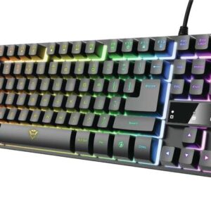 trust gaming gxt 833 thado tkl teclado compacto usb 12 teclas multimedia antighosting iluminacion led cable trenzado de 1.50m color negro