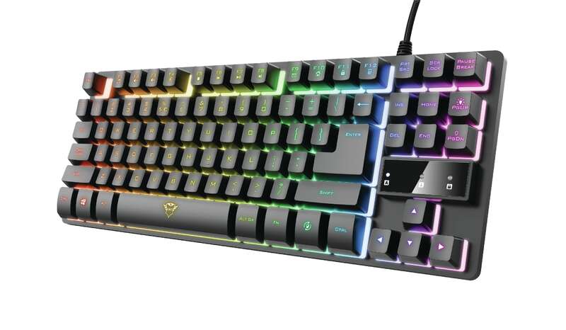 trust gaming gxt 833 thado tkl teclado compacto usb 12 teclas multimedia antighosting iluminacion led cable trenzado de 1.50m color negro
