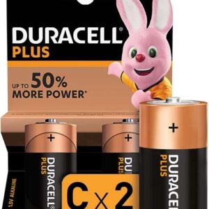 duracell pilas alcalinas c plus lr14 1.5v 2 unidades