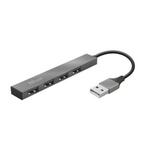 trust halyx hub 4 puertos usb 2.0 hasta 480mbps color gris