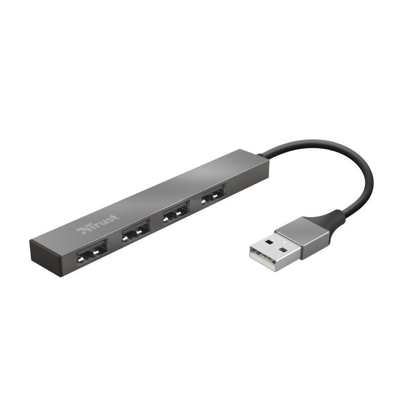trust halyx hub 4 puertos usb 2.0 hasta 480mbps color gris