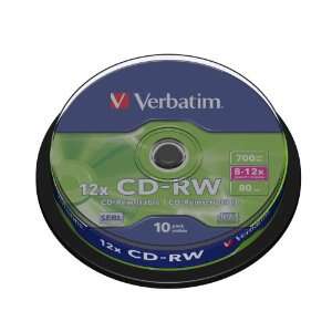 verbatim cd rw regrabable 8 12x 700mb (tarrina 10 uds)