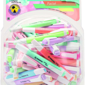 stabilo swing cool pastel expositor de 100 marcadores fluorescentes cuerpo plano punta biselada trazo entre 1 y 4mm tinta con base de agua colores surtidos