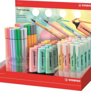 stabilo expositor coleccion pastel de 111 rotuladores y marcadores fluorescentes 15 boss, 16 swing cool, 40 point 88 y 40 pen 68 colores surtidos