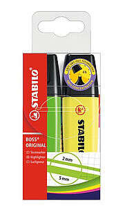 stabilo boss 70 pack de 2 marcadores fluorescentes trazo entre 2 y 5mm recargable tinta con base de agua colores surtidos