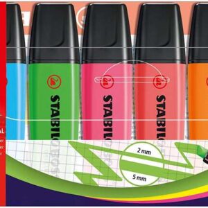 stabilo boss 70 pack de 6 marcadores fluorescentes trazo entre 2 y 5mm recargable tinta con base de agua colores surtidos
