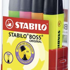 stabilo boss 70 parade set de escritorio con 4 marcadores fluorescentes trazo entre 2 y 5mm recargable tinta con base de agua colores surtidos