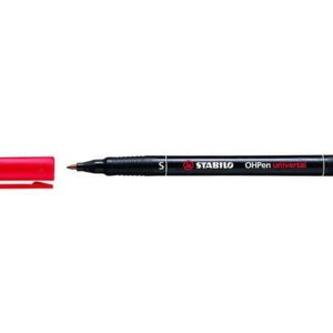 stabilo ohpen rotulador permanente punta superfina trazo de 0.4mm agarre antideslizante tapon ventilado color rojo