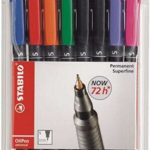 stabilo ohpen pack de 8 rotuladores permanentes punta superfina trazo de 0.4mm agarre antideslizante tapon ventilado colores surtidos