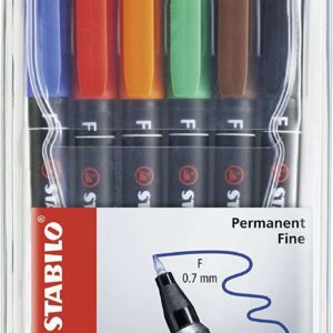 stabilo ohpen pack de 6 rotuladores permanentes punta fina trazo de 0.7mm agarre antideslizante tapon ventilado colores surtidos