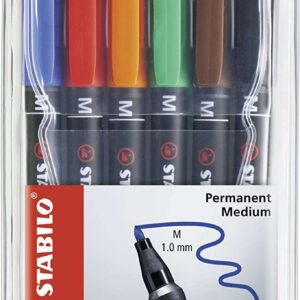 stabilo ohpen pack de 6 rotuladores permanentes punta media trazo de 1mm agarre antideslizante tapon ventilado colores surtidos