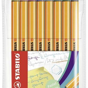 stabilo point 88 pack de 8 rotuladores de punta fina de fibra trazo de 0.4 mm tinta con base de agua colores surtidos pastel