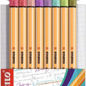 stabilo point 88 pack de 8 rotuladores de punta fina de fibra trazo de 0.4 mm tinta con base de agua colores surtidos