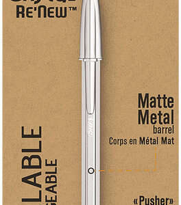 bic cristal re´new pack de boligrafo recargable de bola + 2 recambios punta redonda de 1.0mm trazo 0.32mm tinta con base de aceite cuerpo metalico color negro